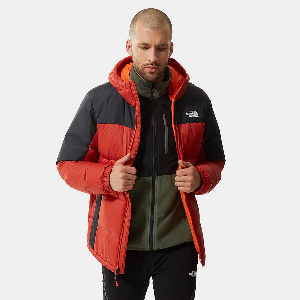 The North Face Diablo Hooded Ανδρικα Μπουφάν Πουπουλένια - Πορτοκαλι / Μαυρα (DQMV46190)